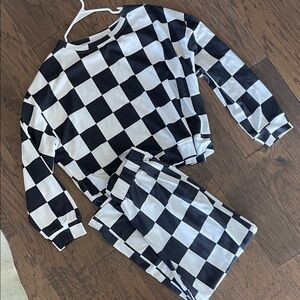 Checkered Black and White Matching Set